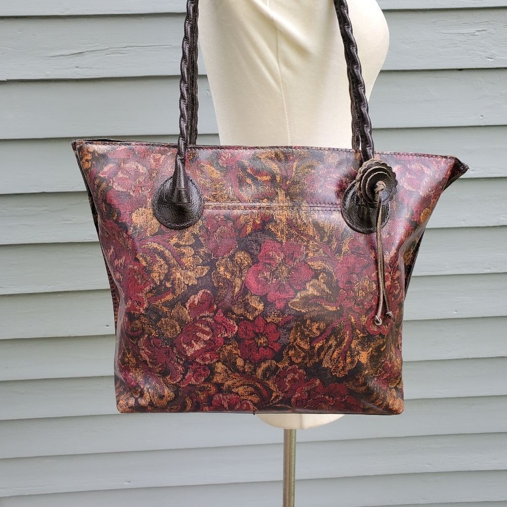 Patricia Nash Floral Tote Bag - Red and Gold
